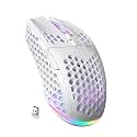 SOLAKAKA SM600 White Wireless Gaming Mouse,Tri-Modes BT5.1/Type-C Wired/2.4G Wireless Mouse with 2 Side Buttons, Programmable Macro Gamer Mouse with RGB Light for Laptop/PC/Mac