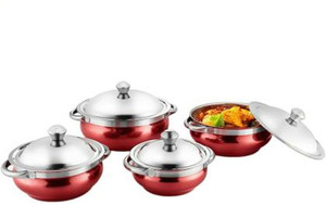 solanki 10 pcs stainless steel colored handi set induction bottom cookware set stainless steel 4 - piece
