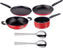 Solanki 6 Pcs Ceramic Coating Nonstick Cookware Set Induction Bottom Non-Stick Coated Cookware Set (Aluminium, 6 - Piece)