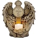Solar Angel Wings Memorial Statue with LED Candle & Cross, Weather-Resistant Resin Grave Decorations for Cemetery, Sympathy Bereavement Gifts for Loss of Loved One