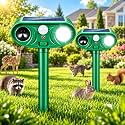 Solar Animal Repeller Outdoor 2 Pack Ultrasonic Deer & Cat Deterrent