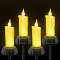 Solar Christmas Candles Lights Outdoor, 4 Pack LED Flameless Candles with Flickering lighting, Waterproof Solar Outdoor Lights for Camping Garden Landscape Yard Thanksgiving Holiday Decorations