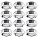 Solar Driveway Lights, 12 Pack Heavy Duty Driveway Lights Solar Powered 2 Color Mode (Cool/Warm White) IP68 Waterproof Outdoor Solar Deck Lights with Ground Stake for Pathway Garden Yard Walkway Dock