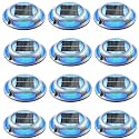 Solar Driveway Lights, 12 Pack Heavy Duty Driveway Lights Solar Powered 2 Color Mode (Cool White/Blue) IP68 Waterproof Outdoor Solar Deck Lights with Ground Stake for Pathway Garden Yard Walkway Dock