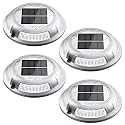 Solar Driveway Lights, 4 Pack Heavy Duty Driveway Lights Solar Powered 2 Color Mode (Cool/Warm White) IP68 Waterproof Outdoor Solar Deck Lights with Ground Stake for Pathway Garden Yard Walkway Dock