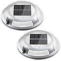 Solar Driveway Lights, 2 Pack Heavy Duty Driveway Lights Solar Powered 2 Color Mode (Cool/Warm White) IP68 Waterproof Outdoor Solar Deck Lights with Ground Stake for Pathway Garden Yard Walkway Dock