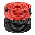 Solar Extension Cable 8AWG 100FT 2-Pack (Red + Black), PV Wire with Male/Female Solar Connectors, Weatherproof Solar Panel Wire for RV, Boat, Inverter, Off-Grid Systems