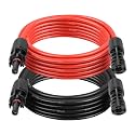 Solar Extension Cable 8AWG 15FT 2-Pack (Red + Black), PV Wire with Male/Female Solar Connectors, Weatherproof Solar Panel Wire for RV, Boat, Inverter, Off-Grid Systems