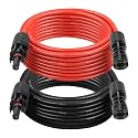 Solar Extension Cable 8AWG 20FT 2-Pack (Red + Black), PV Wire with Male/Female Solar Connectors, Weatherproof Solar Panel Wire for RV, Boat, Inverter, Off-Grid Systems
