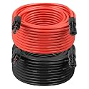 Solar Extension Cable 8AWG 30FT 2-Pack (Red + Black), PV Wire with Male/Female Solar Connectors, Weatherproof Solar Panel Wire for RV, Boat, Inverter, Off-Grid Systems