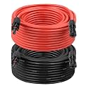 Solar Extension Cable 8AWG 50FT 2-Pack (Red + Black), PV Wire with Male/Female Solar Connectors, Weatherproof Solar Panel Wire for RV, Boat, Inverter, Off-Grid Systems