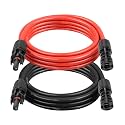 Solar Extension Cable 8AWG 5FT 2-Pack (Red + Black), PV Wire with Male/Female Solar Connectors, Weatherproof Solar Panel Wire for RV, Boat, Inverter, Off-Grid Systems