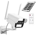 Solar Fake Security Camera with Motion Sensor Light&Audio& Sound&Doorbell for Outdoor, Decoy Simulated Dummy Surveillance Cameras for Outside, IP54, Warning Sticker Included (Solar+Battery)