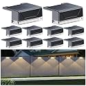Solar Fence Lights Outdoor - 3 Color Modes(3000K/4000K/6000K), IP55 Waterproof Solar Lights, Fence Light Solar Powered for Outside, Backyard, Railing, Steps, Patio and Wall Lighting (10)