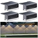 Solar Fence Lights Outdoor - 3 Color Modes(3000K/4000K/6000K), IP55 Waterproof Solar Lights, Fence Light Solar Powered for Outside, Backyard, Railing, Steps, Patio and Wall Lighting (4)