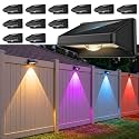Solar Fence Lights Outdoor,7 Colors &amp; RGB Fence Lights Solar Powered,12Pack