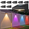 Solar Fence Lights Outdoor,7 Colors &amp; RGB Fence Lights Solar Powered,8Pack