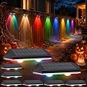 Solar Fence Lights Outdoor, Warm White &amp; RGB Combo 8 Modes Color Changing Fence Lights Solar Powered for Outside, LED IP65 Waterproof Solar Patio Light for Step, Pathway, Garden, Deck, Stairs - 8 Pack