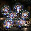 Solar Garden Firework Lights Outdoor Waterproof, 6 Pack Solar Lighting with 8 Lighting Modes , 120 LED Sparklers String Lights for Outside Decor Yard Pathway Halloween Decorations(Colorful)