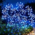 Solar Garden Lights Outdoor, 8 Pack 2-Layer Blue Fairy Firework Lights