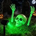 Solar Halloween Lights Outdoor with Skeleton Head and Hands