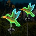 Solar Hummingbird Garden Lights 2 Pack, Colorful Neon Glow LED Solar Stake Lights, Waterproof Outdoor Decorative Landscape Lighting for Yard, Patio, Gifts for Mom