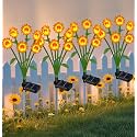 Solar Lights 4 Packs 24 Sunflower Lights Outdoor Waterproof Garden Decor