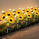 Solar Lights Outdoor Garden Decor 4 Pack Sunflower Firefly Solar Flowers
