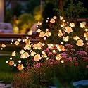 Solar Lights Outdoor Garden Waterproof, Upgraded 60LEDs Outdoor Solar Swaying Flowers Lights, Firefly Garden Light for Pathway, Yard, Patio Decoration (6 Pack,Warm White)