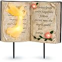 Solar Memorial Garden Lights, Angel Book Statue with Warm LED Glow, Weather-Resistant Outdoor Cemetery Decorations with 2 Removable Stakes, Sympathy Gifts for Loss of Loved One, Garden Yard Decor