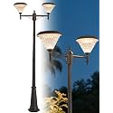 Solar Outdoor Street Post Light 2-Head Pole Lamp 90.5" H Exterior Post Lamp with Dusk to Dawn Sensor 2 Light Outside Pole Mount Light LED Outdoor Column Light for Yard Pillar Light Fixture