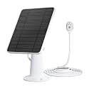 Solar Panel Charger Compatible with Arlo Pro 5S/Pro 4/Pro 3/Pro 3 Floodlight/Ultra/Ultra 2 Camera, 6V 4.5W Solar Panels Charging IP65 Weatherproof w/ 9.8ft Charging Cable Adjustable Wall Mount, 1 Pack