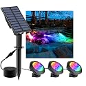 Solar Pond Lights, 18 LED Super Bright RGB LED Underwater Spotlights Color Changing Submersible Pond Light IP68 Waterproof Fountain Lights for Fish Aquarium Tank Garden Yard Pool (3-in-1)