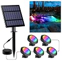 Solar Pond Lights, 18 LED Super Bright RGB LED Underwater Spotlights Color Changing Submersible Pond Light IP68 Waterproof Fountain Lights for Fish Aquarium Tank Garden Yard Pool (5-in-1)