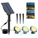 Solar Pond Lights,3000K Warm White LED Underwater Submersible Fountain Light,IP68 Waterproof Landscape Spotlights Lighting for Fish Aquarium Tank Garden Yard Pond Pool Decor(3-in-1)