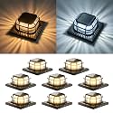 Solar Post Light 8 Packs with 4x4, 5x5 and 6x6 Inches Base for Vinyl/Wooden Posts, Bright 16 LEDs Solar Cap Lights with Two Light Modes for Decorating Deck, Patio, Porch, Fence (Black)