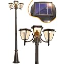 Solar Powered Outdoor Post Light 3-Headed Lamp Post 82.7" H Dusk to Dawn Sensor Pole Street Lamp 3 Light Outside Lamp Post Light IP65 Waterproof Exterior Street Light fixture for Column Yard
