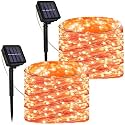 200 LED Solar Fairy String Lights, 2 Pack Christmas Copper Wire Lights