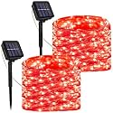 200 LED Solar Fairy String Lights, 2 Pack Christmas Copper Wire Lights