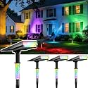 Solar Spot Lights Outdoor, RGB Landscape Spotlight 4 Pack
