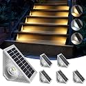 Solar Step Lights Outdoor Waterproof, 6 Pack Triangle LED Deck Lights, IP65 Waterproof Solar Powered Lights for Stairs, Fence, Patio, Yard, Warm White