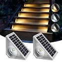 Solar Stair Lights Outdoor Waterproof, 3 in 1 Solar Step Lights for Outside, Dusk to Dawn Step Lights Solar Powered, Solar Lights Outdoor Decor for Stair Step Deck (2)