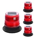 Solar Strobe Warning Safety Flashing Light/Ceiling Strobe Light, with Strong Magnetic Base Waterproof for Construction, Traffic, Factory, Crane Tower, Boat Navigation (4PCS-Red)