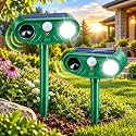 Solar Ultrasonic Animal Repellent 2 PCS Motion Activated Deterrent for Deer