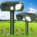 Solar Ultrasonic Animal Repellent, Deer Repellent Devices Waterproof, Cat Repellent Outdoor with Motion Detection Squirrel Skunk Rabbit Dog Raccoon Deterrents Animal Repeller for Yard, 2 Pack, Green