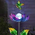 Solar Wind Spinners Outdoor, Solar Wind Spinner with Cracked Ball Lights,Garden Spinners for Yard, Garden, Patio, Lawn Decor (Purple)
