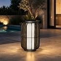 Solar Yard 1-Piece Outdoor Floor Lamp, Solar Water-Resistant Boho Lantern Lights for Outside Hanging Table Lanterns Decoration for Garden, Patio, Porch, Trees, Pathway, Cylinder Black