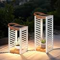 Solar Yard Modern Solar Outdoor Floor Lamp, Waterproof Metal Patio Light with Warm Ambient Glow, Cordless Standing Lantern for Backyard, Porch & Poolside Decor, Large & Small White