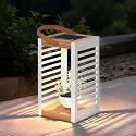 Solar Yard Modern Solar Outdoor Floor Lamp, Waterproof Metal Patio Light with Warm Ambient Glow, Cordless Standing Lantern for Backyard, Porch &amp; Poolside Decor, Small White – Limited Stock