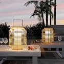 Solar Yard Outdoor Austin Solar Powered Floor Lamp Set of 2, 14-inch Wicker Woven LED Lamp, Water-Resistant Garden Light, Boho Style, Decor for Balcony, Porch, Yard, Pathway, Natural Color